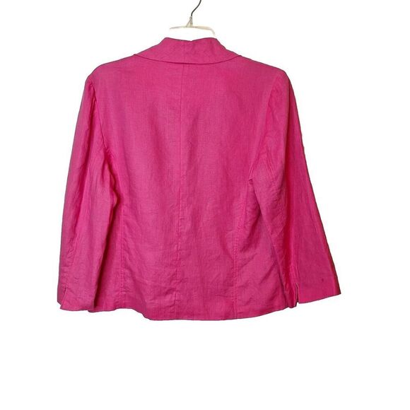 Kim Rogers Womens Size M 100% Linen Blazer Short‎ Pink Long Sleeve Lined Office - Picture 3 of 9
